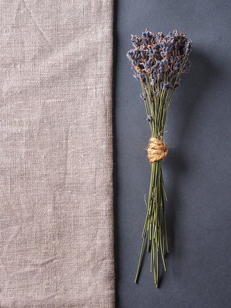 Lavender on hessian and slate by Graham Forrester