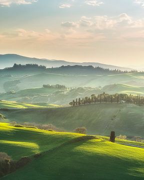 Landschaft bei Sonnenuntergang in Pienza, Toskana von Stefano Orazzini