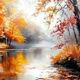 Autumn morning on the still waters by Steinfox Art