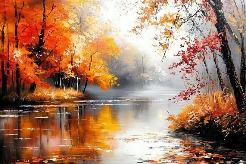 Autumn morning on the still waters by Steinfox Art