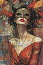 Maskervrouw van Abstract Schilderij thumbnail