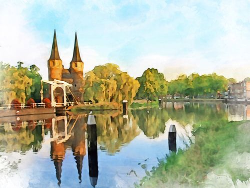 Historische Oostpoort, Delft, Zuid-Holland, Nederland.