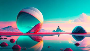 Sphere with landscape and sunset by Mustafa Kurnaz