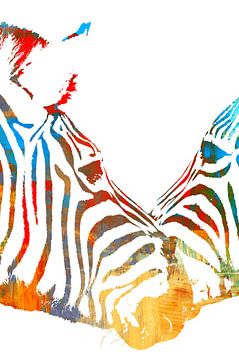 twee zebra's kleurrijke illustratie van Werner Lehmann