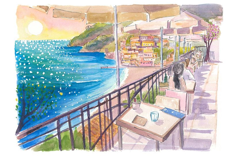 Amalfi Seaview Cafe with a view of the Gulf of Salerno by Markus Bleichner