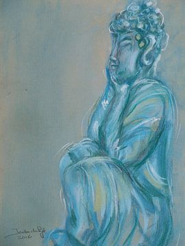 Pastel drawing of a Buddha by Ineke de Rijk