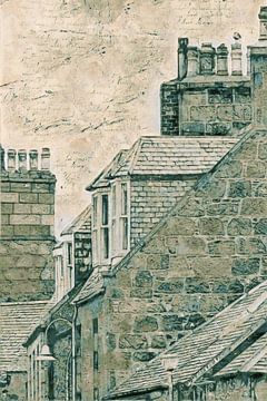 17 Eeuwse daken met dakkapellen en schoorstenen (detail) van Anna Marie de Klerk