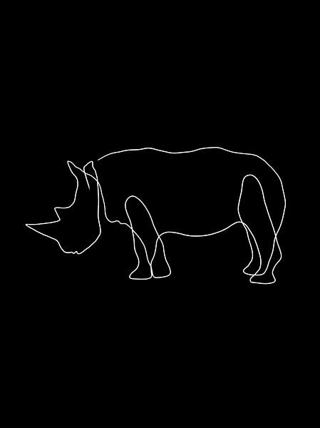 Nashorn One Line schwarz von DominixArt