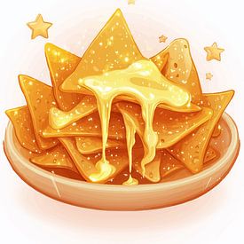 Gouden nacho's met gesmolten kaas van Pixelbull Design