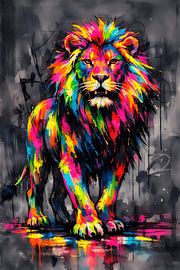 Neon Lion Majesty – La puissance des couleurs