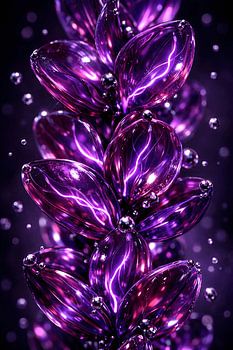 Neon Abstract Purple Glass Flowers Floral