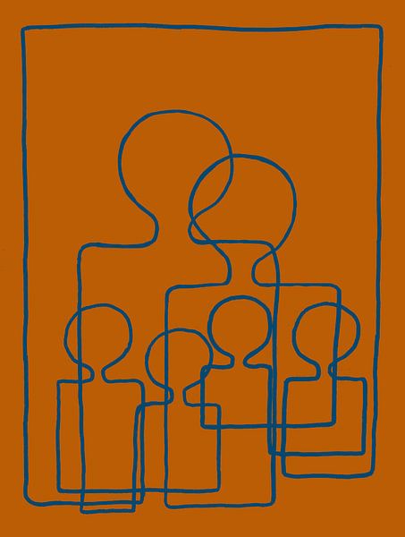 Six ia a party, Terra/Prussian Blue van Atelier Andrea