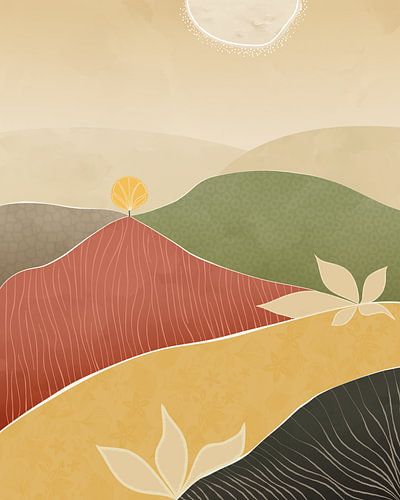 L'arbre jaune paysage minimaliste