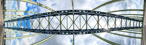 Oude IJsselbrug over de rivier de IJssel tussen Zwolle en Hattem opwaarts panorama