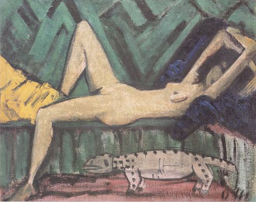 Naakt en liggend op de sofa, Otto Mueller - ca1920