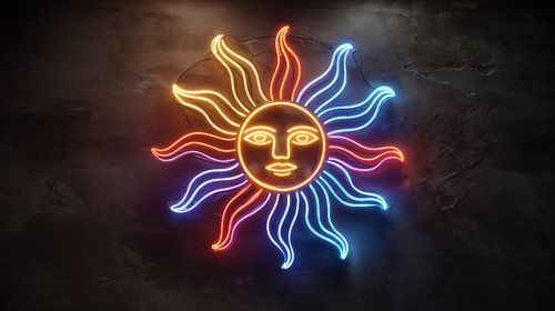 Smiley-Neon-Sonne im Farbpanorama