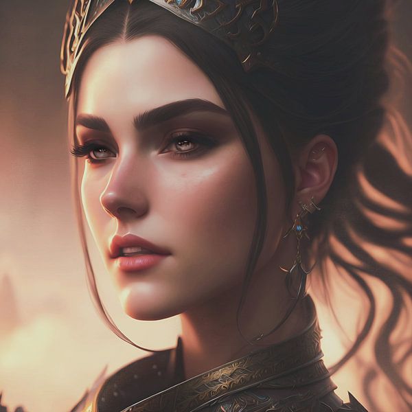 Portrait d'une belle femme guerrière par Emiel de Lange