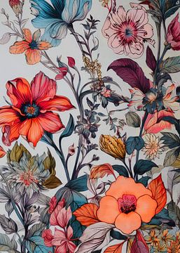 Bloemen botanisch patroon 3 #natuur van JBJart Justyna Jaszke