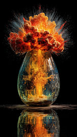 An explosion of orange in a glass vase by TheXclusive Art