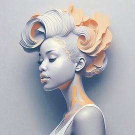 The Acient Goddess Africa Portret vrouw orange van Loutje fotografie & styling