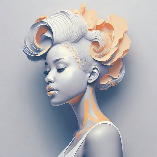 The Acient Goddess Africa Portret vrouw orange van Loutje fotografie & styling