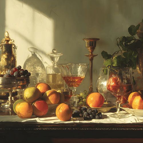 L'heure d'or sur la table à manger