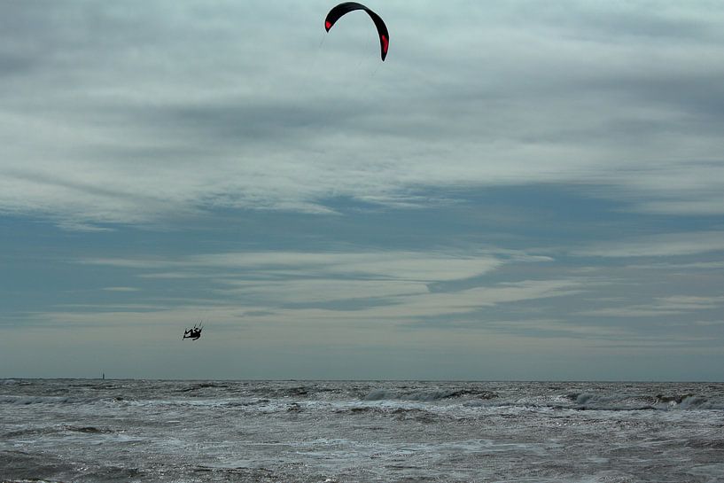 'Flying Kitesurfer on the Maasvlakte Beach.' by Capture the Moment 010