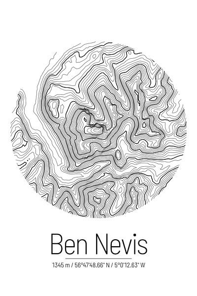 Ben Nevis | Topographic Map (Minimal) by ViaMapia