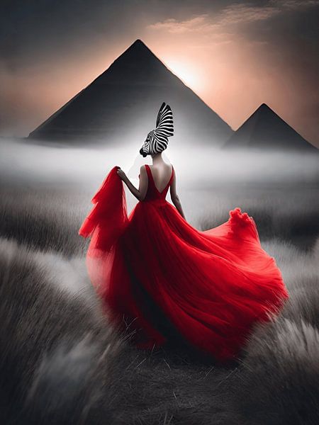 Zebra in front of the pyramids by On Your Wall
