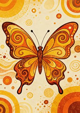 PSYCHEDELIC Monarch Butterfly – Groovy 70s Abstrakt Natur Geist Reflexion