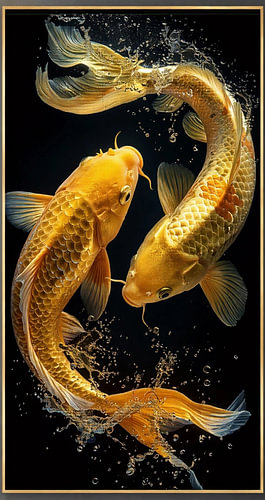 Twin Golden Koi Fish in Motion