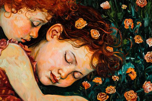 schilderachtig portret moeder met kind