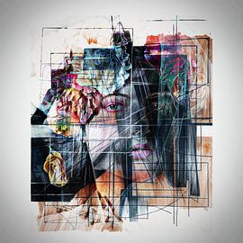Portrait géométrique d'une jeune fille en fleur (art) sur Art by Jeronimo