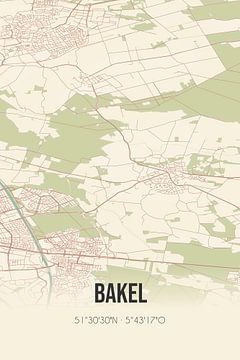 Alte Landkarte von Bakel (Nordbrabant) von Rezona