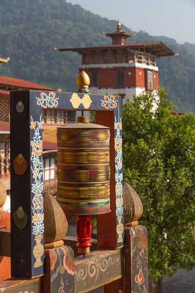 Spinning prayer wheel - Bhutan by Erwin Blekkenhorst