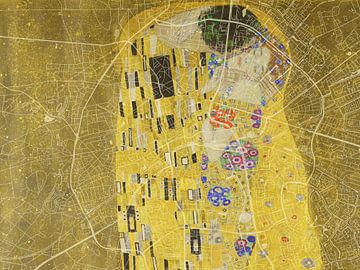 Kaart van Apeldoorn Centrum met de Kus van Gustav Klimt van Map Art Studio