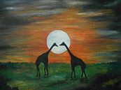 Giraffe Silhouette under the Full Moon von Rhonda Clapprood Miniaturansicht