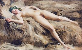 vrouwelijk naakt, På vargen, Anders Zorn - 1918 van Atelier Liesjes
