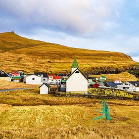 Blick auf das Dorf Gjógv auf der Färöer Insel Eysturoy von Rico Ködder