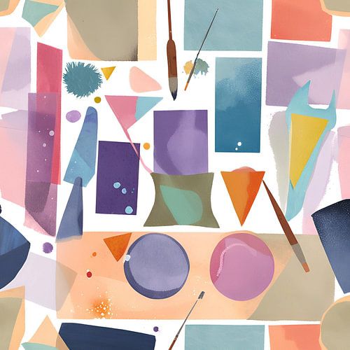 Geometrische Kleurrijk Abstract - Kunst Schilderij