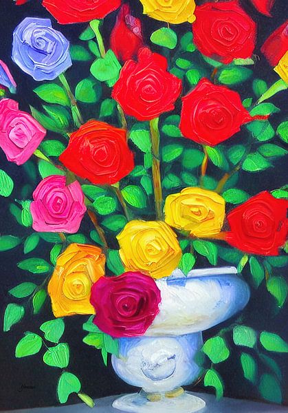 Bouquet of Flowers in a Japanese Vase by Younsi