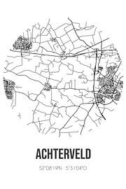 Achterveld (Gueldre) | Carte | Noir et blanc sur Affiches de lieux