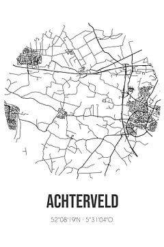 Achterveld (Gelderland) | Karte | Schwarz und Weiß von Rezona