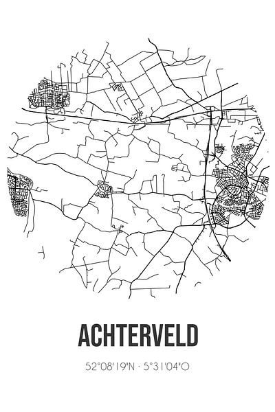 Achterveld (Gelderland) | Map | Black and White by Prints of Place