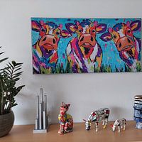 Klantfoto: 3 Koeien in de Wei van Vrolijk Schilderij, als artframe