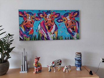 Klantfoto: 3 Koeien in de Wei van Vrolijk Schilderij