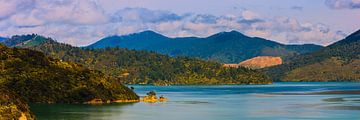 Panorama der Te Mahia Bay in den Marlborough Sounds