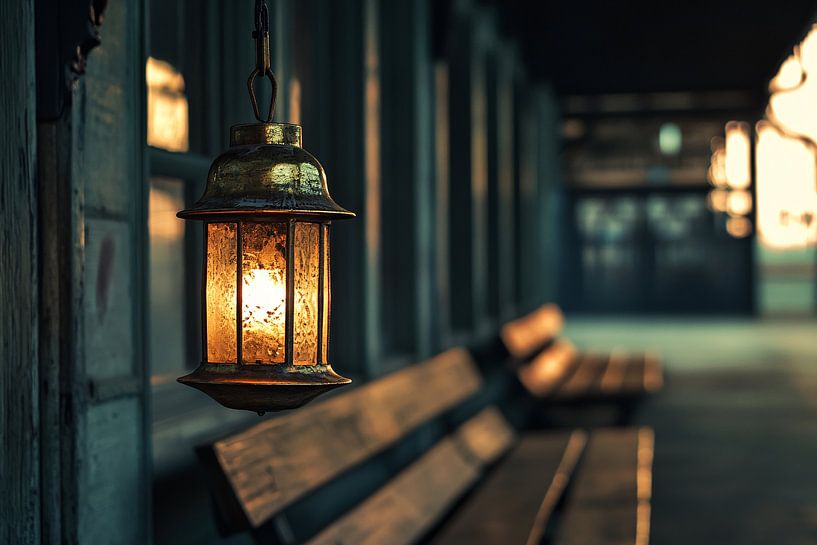 Rustikale Laterne im Dämmerlicht von Art & Soul Creations