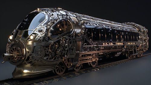 Steampunk Train: The Mechanical Elegance of a Bronze Locomotive