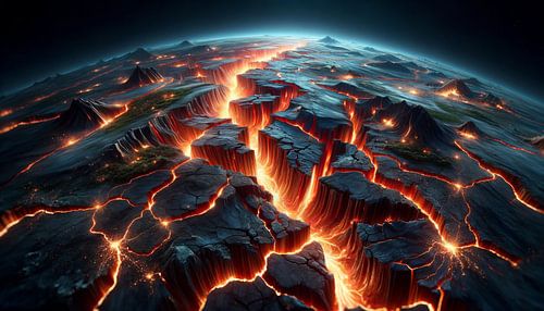 Spectaculaire visualisatie van tektonische scheuren en lavastromen
